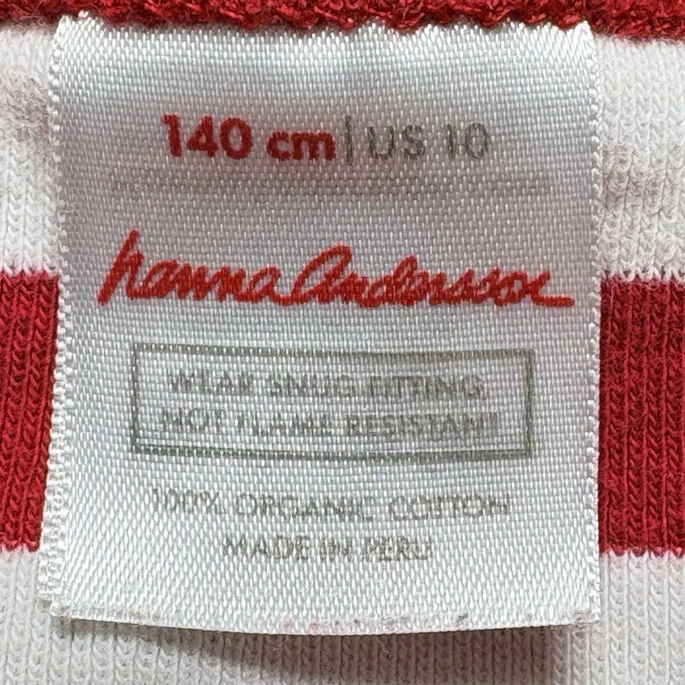HANNA ANDERSON Girls Stripe‎ Long Sleeve Pullover Shirt Sz 10 Red White 28-11